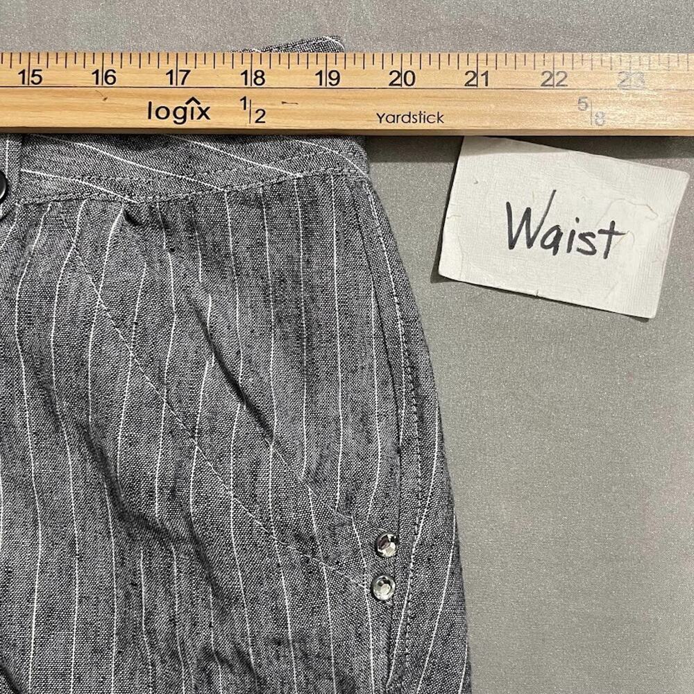 INC Plus Size 16W Gray Pinstripe Wide Leg Linen Pants Trousers Office Casual - Picture 8 of 12